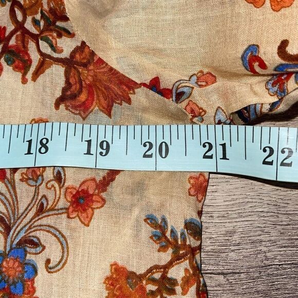 Dolma Womens Floral Split Neck Hi-Low Cotton Blouse Top Beige Multi Small‎ NWT - Picture 9 of 10